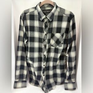 Black & Grey Plaid Button Down Shirt